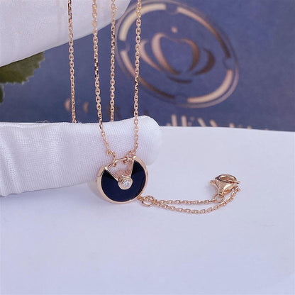 [Clara Jewels]AMULETTE ROSE GOLD ONYX NECKLACE
