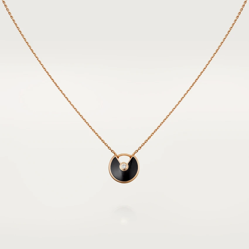 [Clara Jewels]AMULETTE ROSE GOLD ONYX NECKLACE