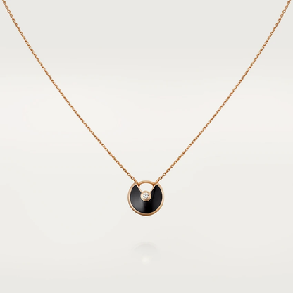 [Clara Jewels]AMULETTE ROSE GOLD ONYX NECKLACE