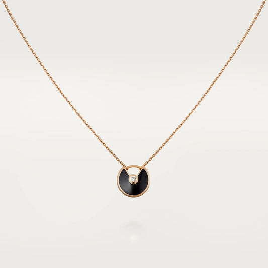 [Clara Jewels]AMULETTE ROSE GOLD ONYX NECKLACE