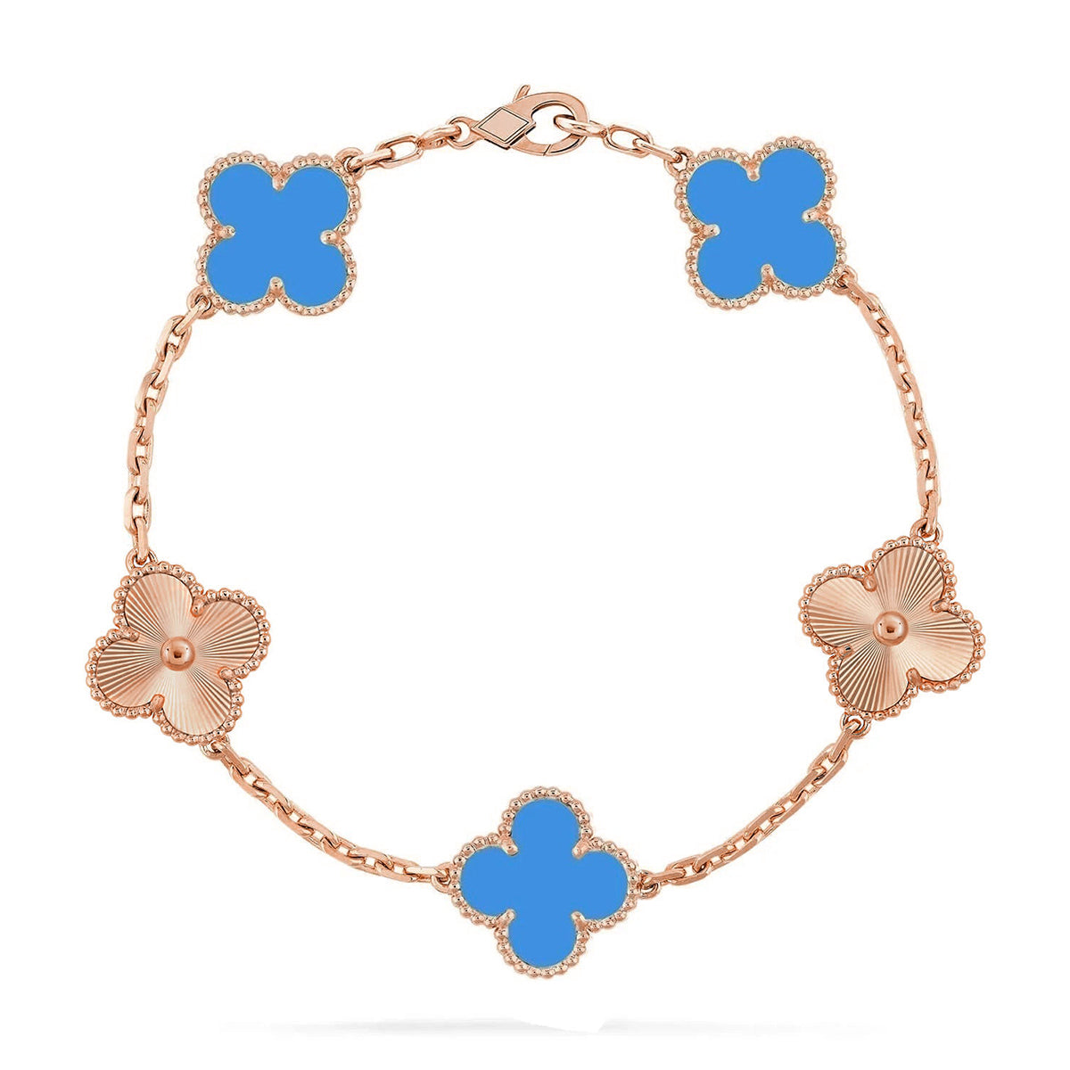[Clara Jewels] CLOVER 5 MOTIF BLUE AGATE BRACELET COLLECTION