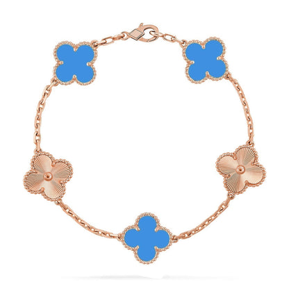 [Clara Jewels] CLOVER 5 MOTIF BLUE AGATE BRACELET COLLECTION