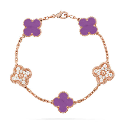 [Clara Jewels] CLOVER 5 MOTIF VIOLET BRACELET COLLECTION
