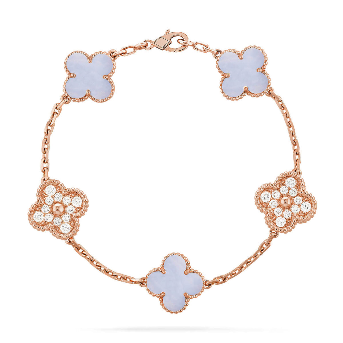 [Clara Jewels] CLOVER 5 MOTIF PURPLE CHALCEDONY BRACELET COLLECTION