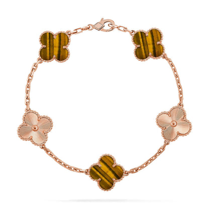 [Clara Jewels] CLOVER 5 MOTIFS TIGER EYE BRACELET COLLECTION