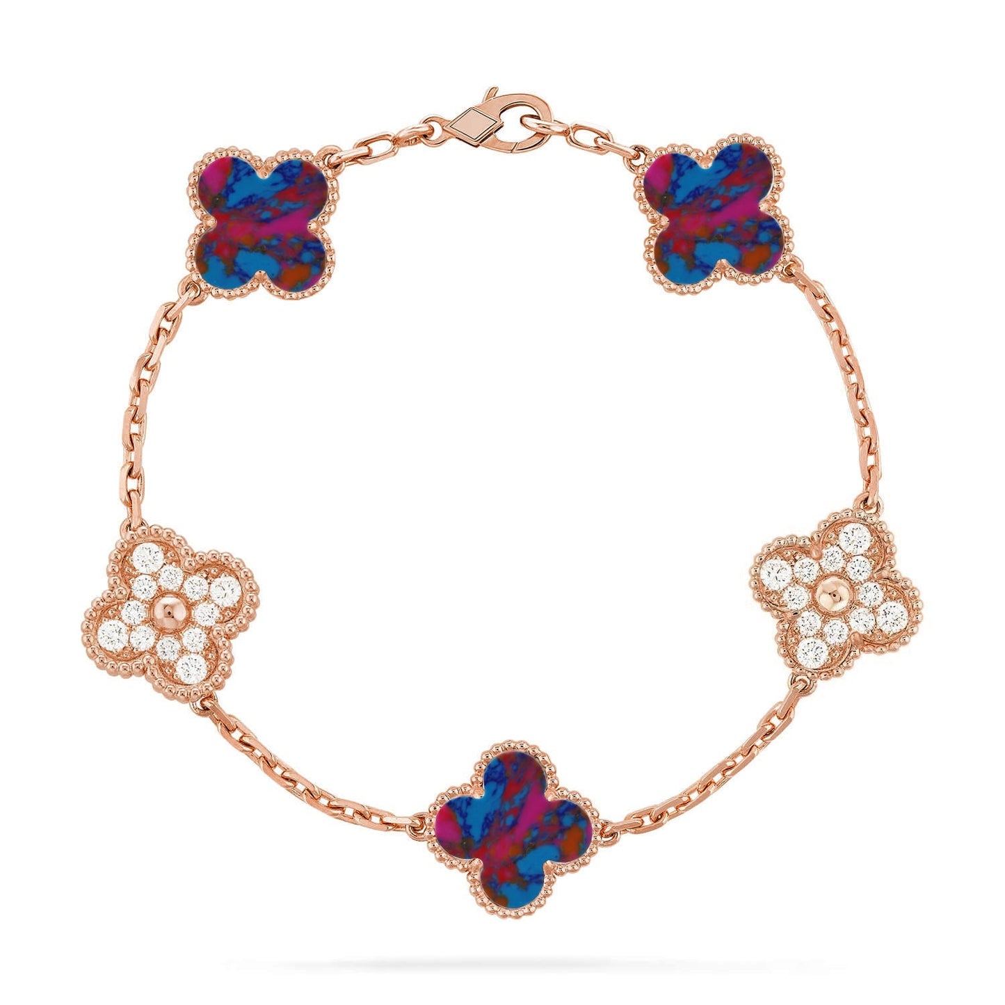 [Clara Jewels]CLOVER 5 MOTIF COLOR GEMSTONES BRACELET COLLECTION