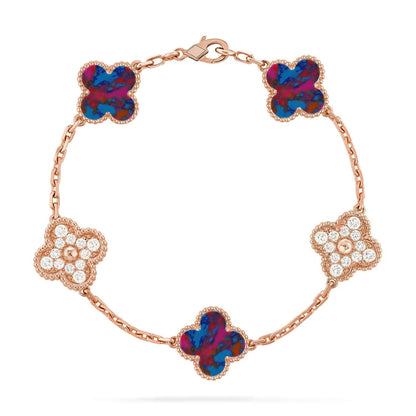 [Clara Jewels]CLOVER 5 MOTIF COLOR GEMSTONES BRACELET COLLECTION