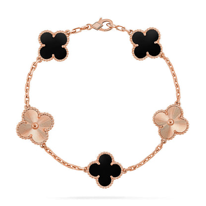 [Clara Jewels] CLOVER 5 MOTIF ONYXS BRACELET COLLECTION