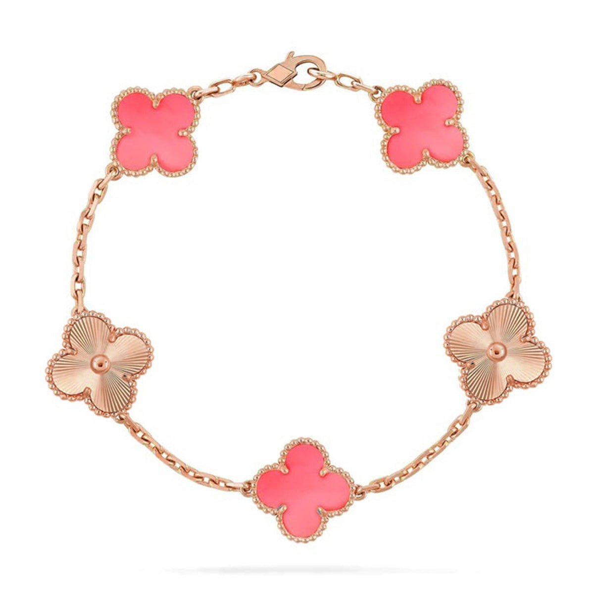 [Clara Jewels] CLOVER 5 MOTIFS  PINK MOP BRACELET COLLECTION