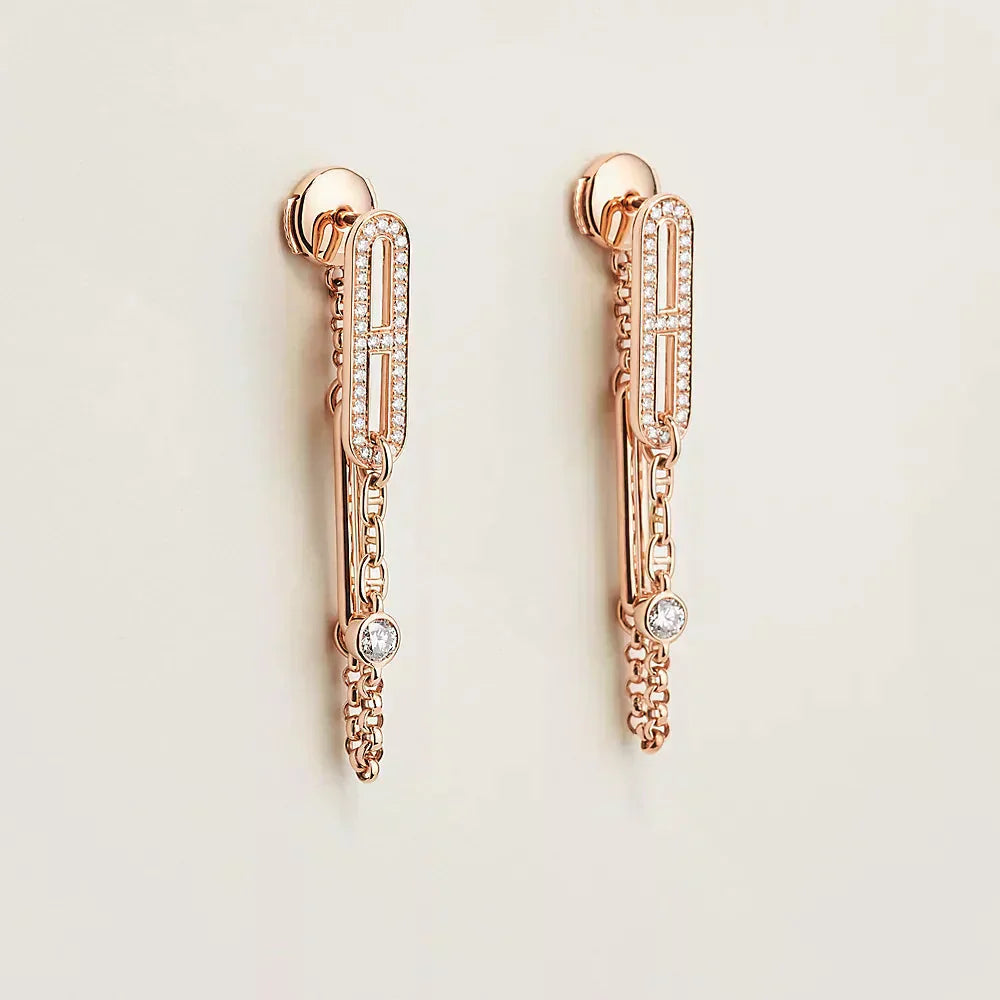 [Clara Jewels]CHAINE CHAOS DIAMOND DROP EARRINGS