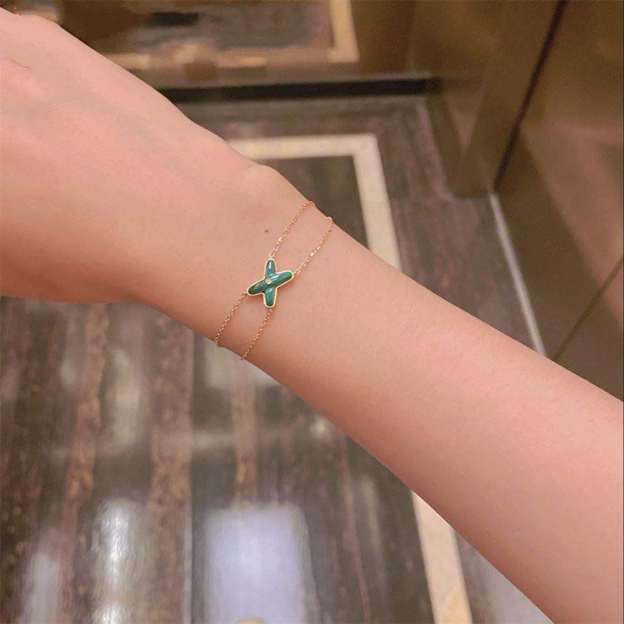 [Clara Jewels]JEUX BRACELET MALACHITE PINK GOLD 1 DIAMOND