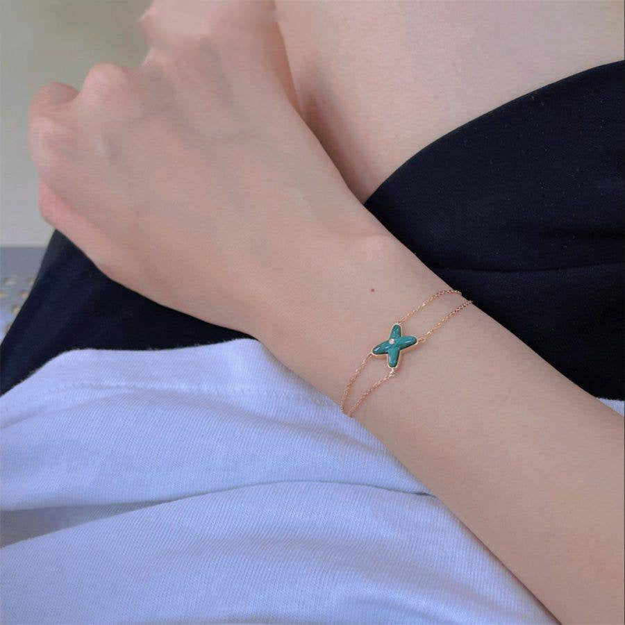 [Clara Jewels]JEUX BRACELET MALACHITE PINK GOLD 1 DIAMOND