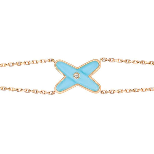 [Clara Jewels]JEUX BRACELET TURQUOISE PINK GOLD 1 DIAMOND