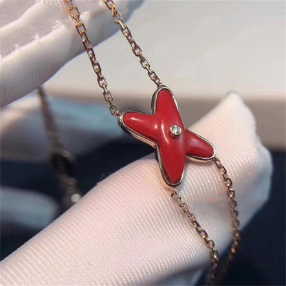 [Clara Jewels]JEUX BRACELET CARNELIAN PINK GOLD 1 DIAMOND