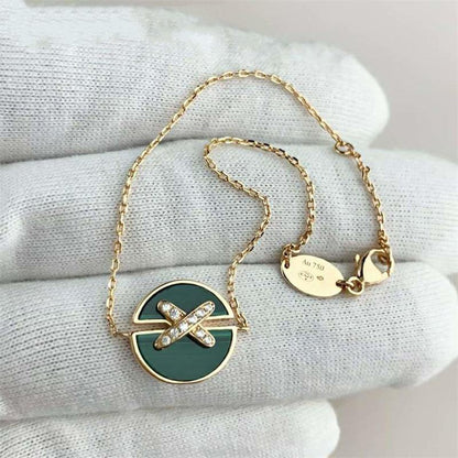 [Clara Jewels]JEUX DE BRACELET MALACHITE PINK GOLD DIAMONDS