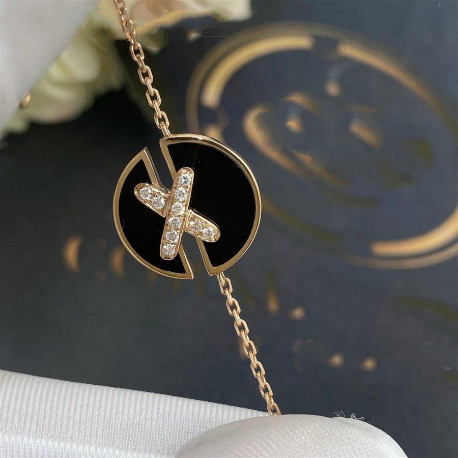 [Clara Jewels]JEUX DE BRACELET ONYX PINK GOLD DIAMOND