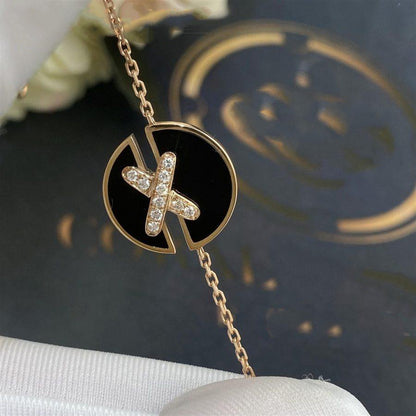 [Clara Jewels]JEUX DE BRACELET ONYX PINK GOLD DIAMOND