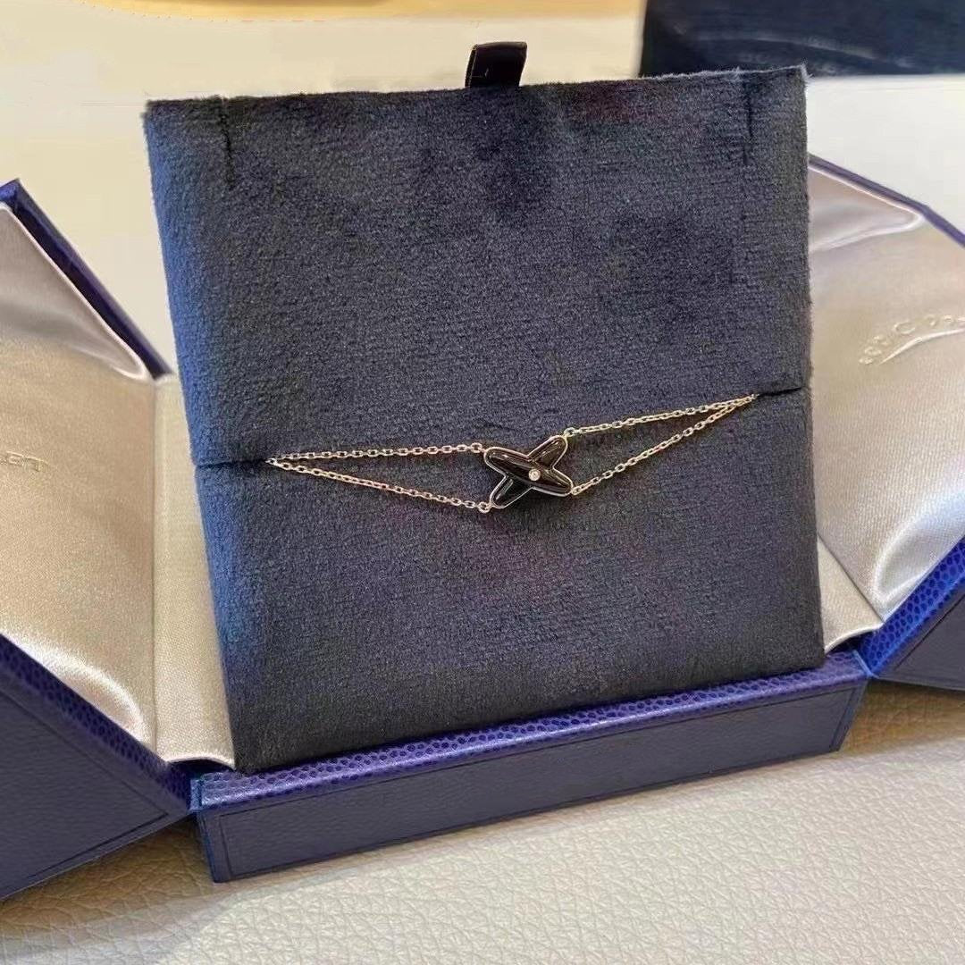 [Clara Jewels]JEUX BRACELET ONYX PINK GOLD 1 DIAMOND