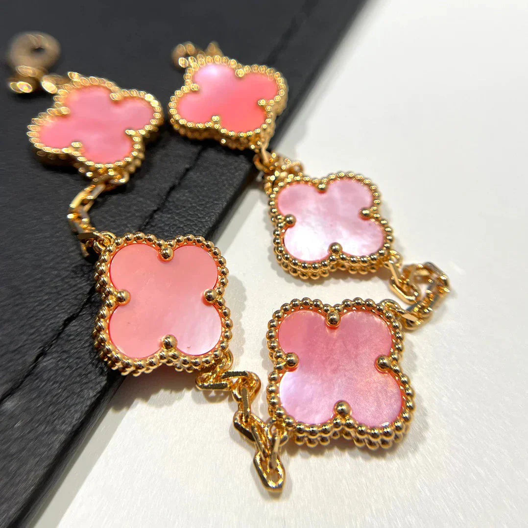 [Clara Jewels] CLOVER 5 MOTIFS  PINK MOP BRACELET COLLECTION