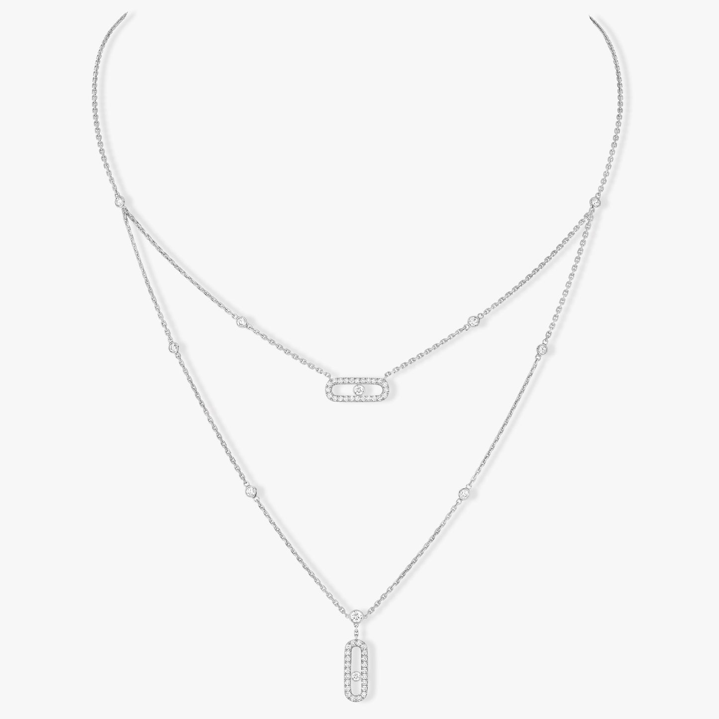 [Clara Jewely]MOVE 2 ROW DIAMOND NECKLACE