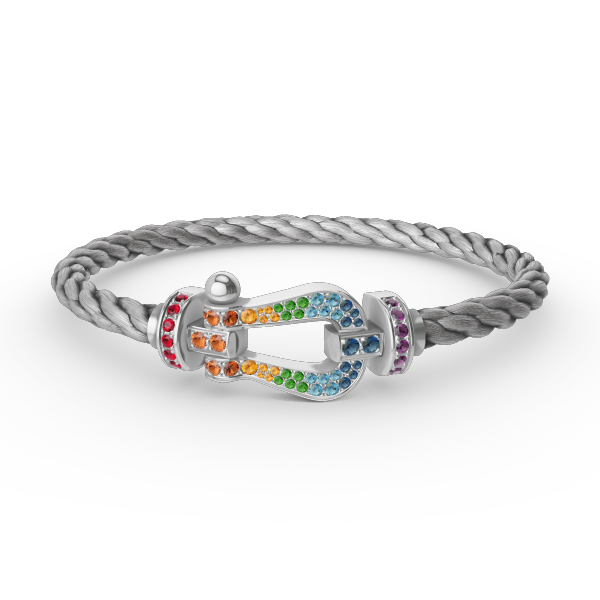 [Clara Jewels]FORC LARGE HORSESHOE  COLORED DIAMOND BRACELET SILVER