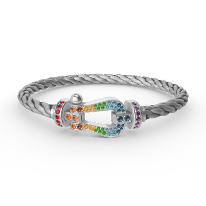 [Clara Jewels]FORC LARGE HORSESHOE  COLORED DIAMOND BRACELET SILVER