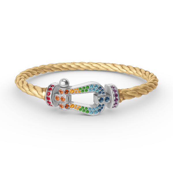 [Clara Jewels]FORC LARGE HORSESHOE  COLORED DIAMOND BRACELET SILVER
