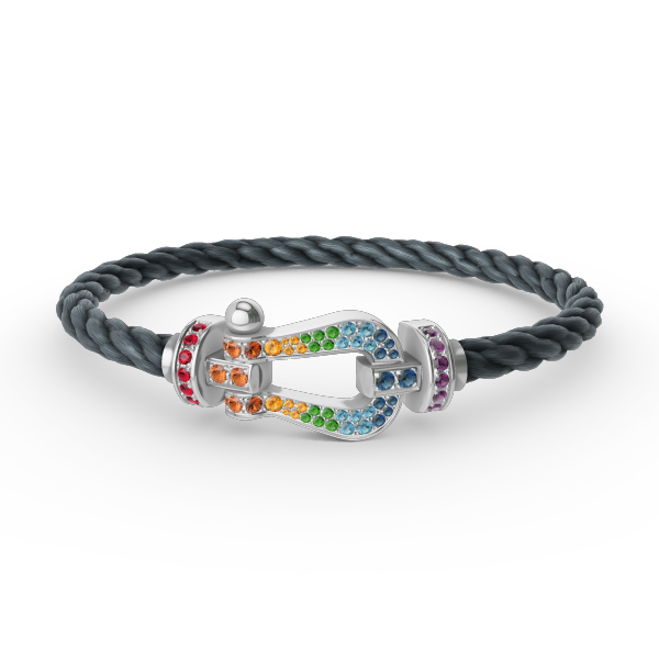 [Clara Jewels]FORC LARGE HORSESHOE  COLORED DIAMOND BRACELET SILVER