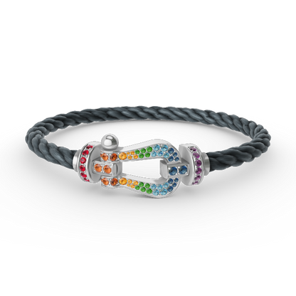 [Clara Jewels]FORC LARGE HORSESHOE  COLORED DIAMOND BRACELET SILVER