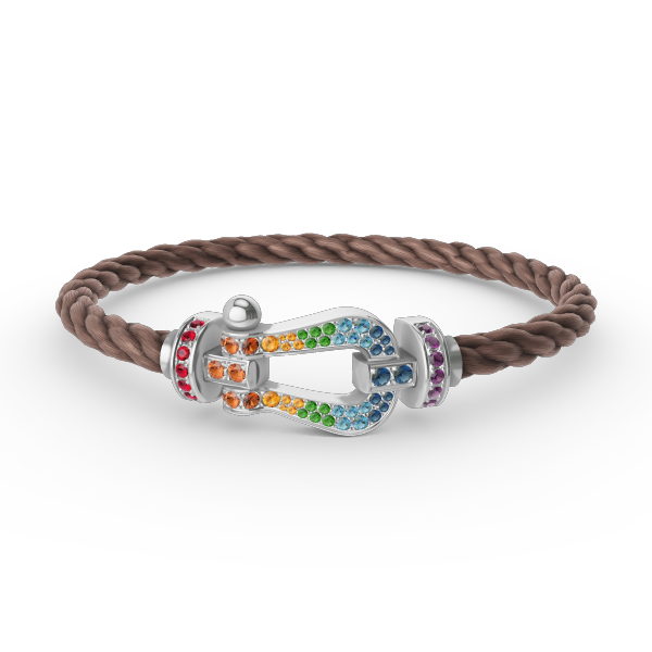 [Clara Jewels]FORC LARGE HORSESHOE  COLORED DIAMOND BRACELET SILVER