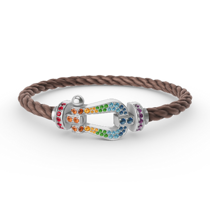 [Clara Jewels]FORC LARGE HORSESHOE  COLORED DIAMOND BRACELET SILVER