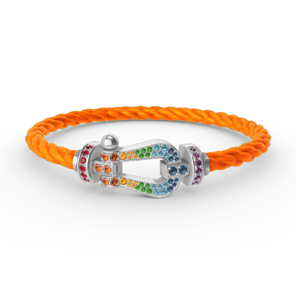 [Clara Jewels]FORC LARGE HORSESHOE  COLORED DIAMOND BRACELET SILVER