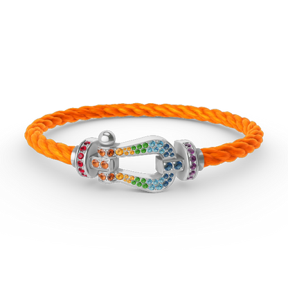 [Clara Jewels]FORC LARGE HORSESHOE  COLORED DIAMOND BRACELET SILVER