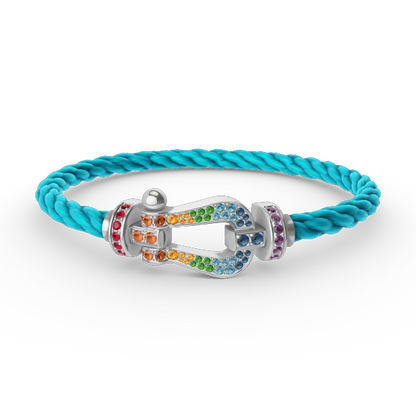 [Clara Jewels]FORC LARGE HORSESHOE  COLORED DIAMOND BRACELET SILVER