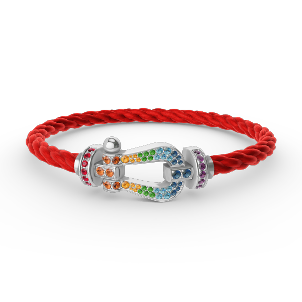 [Clara Jewels]FORC LARGE HORSESHOE  COLORED DIAMOND BRACELET SILVER