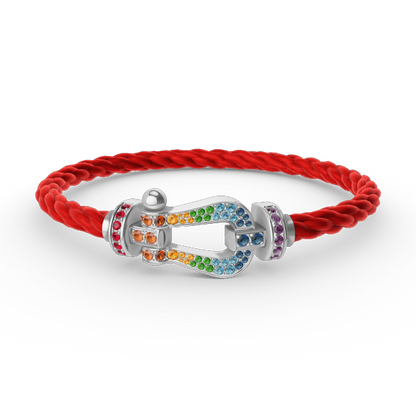 [Clara Jewels]FORC LARGE HORSESHOE  COLORED DIAMOND BRACELET SILVER