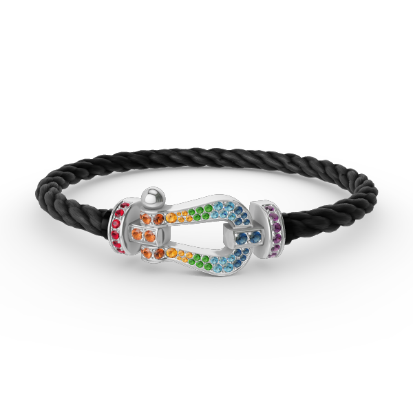 [Clara Jewels]FORC LARGE HORSESHOE  COLORED DIAMOND BRACELET SILVER