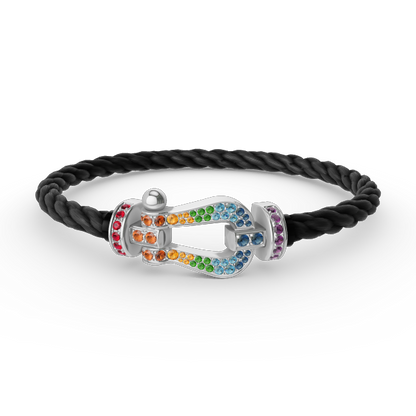 [Clara Jewels]FORC LARGE HORSESHOE  COLORED DIAMOND BRACELET SILVER