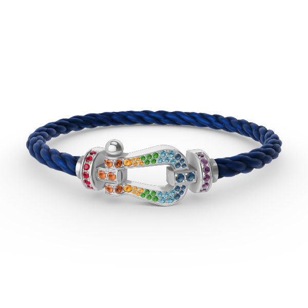 [Clara Jewels]FORC LARGE HORSESHOE  COLORED DIAMOND BRACELET SILVER