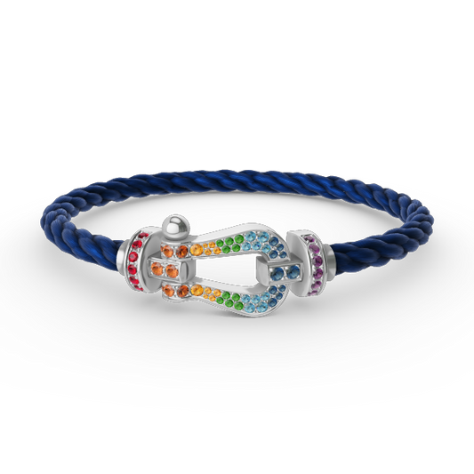 [Clara Jewels]FORC LARGE HORSESHOE  COLORED DIAMOND BRACELET SILVER
