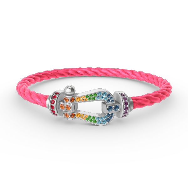[Clara Jewels]FORC LARGE HORSESHOE  COLORED DIAMOND BRACELET SILVER
