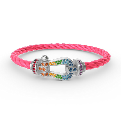 [Clara Jewels]FORC LARGE HORSESHOE  COLORED DIAMOND BRACELET SILVER
