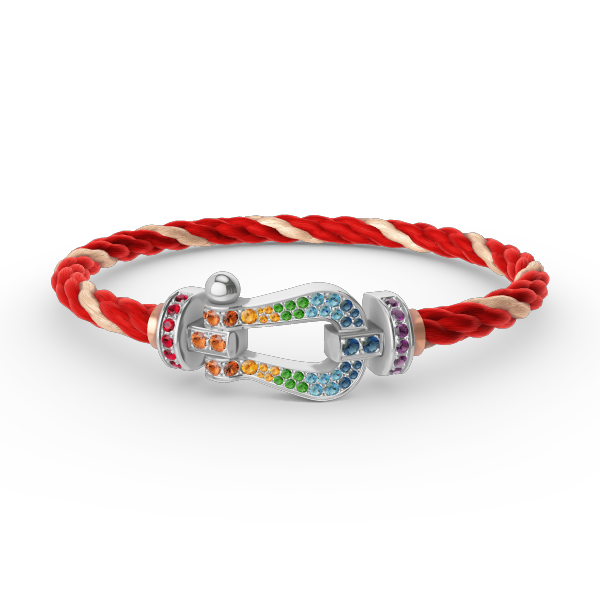 [Clara Jewels]FORC LARGE HORSESHOE  COLORED DIAMOND BRACELET SILVER