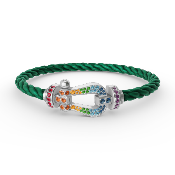 [Clara Jewels]FORC LARGE HORSESHOE  COLORED DIAMOND BRACELET SILVER