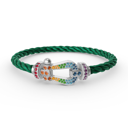[Clara Jewels]FORC LARGE HORSESHOE  COLORED DIAMOND BRACELET SILVER