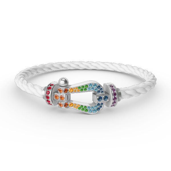 [Clara Jewels]FORC LARGE HORSESHOE  COLORED DIAMOND BRACELET SILVER