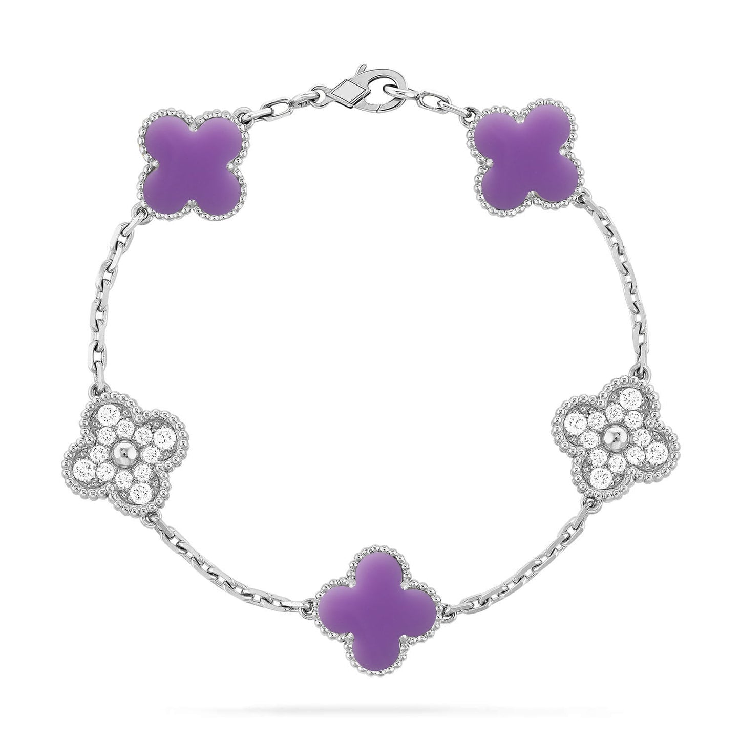 [Clara Jewels]CLOVER 5 MOTIF LIGHT PURPLE BRACELET COLLECTION