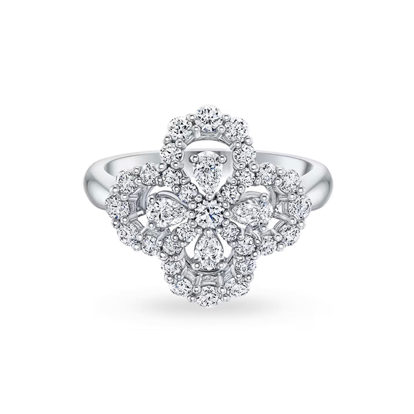 [Clara Jewels]LOOP RING FULL MOTIF DIAMOND 16MM SILVE