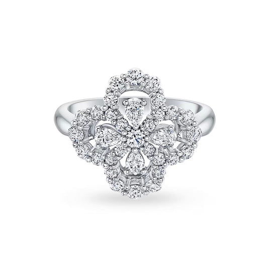 [Clara Jewels]LOOP RING FULL MOTIF DIAMOND 16MM SILVE