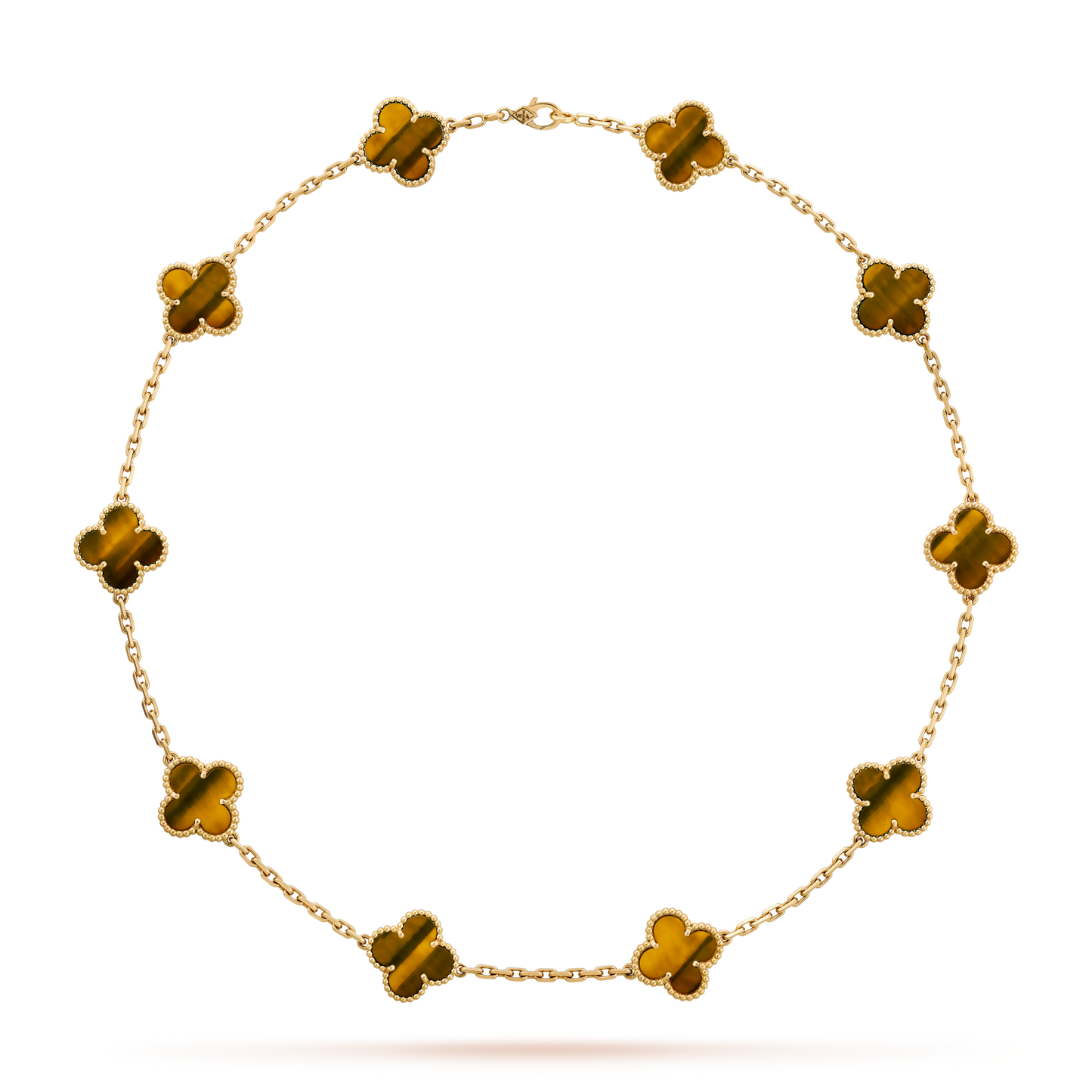 [Clara Jewels]CLOVER 10 MOTIFS TIGER EYE NECKLACE